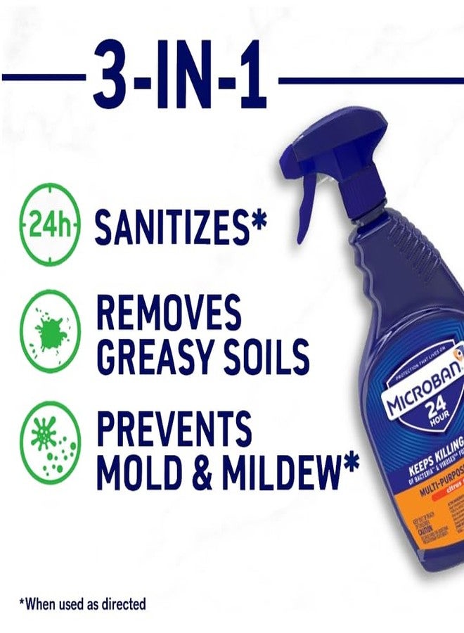MICROBAN Multi-Purpose Cleaner, 32 oz., 2 Pack, Citrus, Penetrates Soap Scum, Greasy Soils and Reduces Odors, Keeps Killing 99.9% of Bacteria and Viruses for up to 24 Hours - Image 5